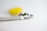 0.2ct Engagement Ring Round Cut Green Peridot Solitaire 14k White Gold Finish