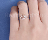1ct Cushion Cut Simulated Peach Morganite Round Accents Ring 14k RoseGold Plated