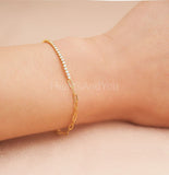 1ct Round Cut Moissanite Paperclip Half Tennis Bracelet 14k Yellow Gold Plated