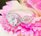 Infinity Solitaire Engagement Ring 1.6ct Round Cut Diamond 14k White Gold Finish