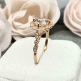 2ct Engagement Ring Cushion Cut Morganite Halo Milgrain 14k Yellow Gold Finish