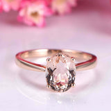 1.5ct Oval Cut Peach Morganite Engagement Ring Solitaire 14k Rose Gold Finish