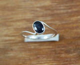 1ct Oval Blue Sapphire Engagement Ring Twist Swirl Solitaire 14k White Gold Over