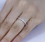 2.2ct Round Cut Moissanite Half Eternity Halo Bridal Set 14k White Gold Plated