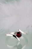 0.5ct Round Cut Red Garnet Engagement Ring Solitaire ByPass 14k WhiteGold Finish