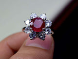 2.25ct Engagement Ring Round Cut Pink Ruby Diamond Floral 14k White Gold Finish