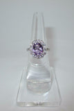3ct Engagement Ring Oval Cut Purple Amethyst Floral Cluster 14k WhiteGold Finish