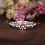 1ct Round Cut Simulated Morganite Minimalist Engagement Ring 14k RoseGold Plated