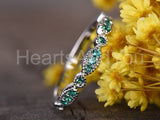 0.3ct Round Cut Simulated Emerald Half Eternity Wed Band 14k White Gold Plated