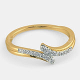 0.4ct Round Cut Moissanite Bypass Women Wedding Band 14k Yellow Gold Plated