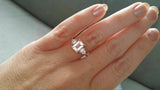 3.5ct Emerald Cut Peach Morganite Bridal Set Engagement Ring 18K Rose Gold Over