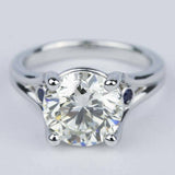 1.6ct Round Cut Diamond Sapphire Split Shank Solitaire Ring 14K White Gold Over
