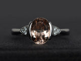3ct Engagement Ring Oval Cut Peach Morganite Petite Solitaire 14k WhiteGold Over
