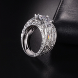 3ct Radiant Cut Diamond Engagement Ring 14k WhiteGold Finish Milgrain Bridal Set