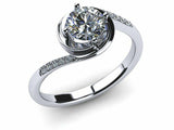 1ct Round Cut Diamond Swirl Twist Solitaire Engagement Ring 14k WhiteGold Finish
