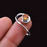 0.35ct Engagement Ring Round Cut Citrine Swirl Solitaire 14k White Gold Finish