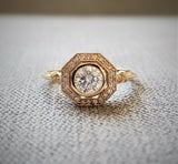 2.5Ct Round Cut VVS1 Diamond Vintage Halo Engagement Ring 14K Yellow Gold Finish