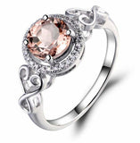 2.3ct Engagement Ring Round Cut Peach Morganite Diamond Halo 14k White Gold Over