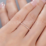 0.2ct Round Cut Moissanite Minimalist Women Wedding Band 14k Rose Gold Plated
