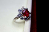 2.25ct Engagement Ring Round Cut Pink Ruby Diamond Floral 14k White Gold Finish