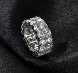 5Ct Round Cut Diamond Two Row Eternity Wedding Ring Band 14K White Gold Finish