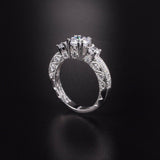 4ct Round Cut VVS1 Diamond Engagement Ring 14k White Gold Finish Antique Vintage