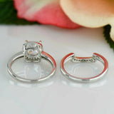 2ct Cushion Cut Diamond Bridal Set Engagement Ring Band 14k White Gold Finish