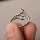 0.5ct Marquise Cut Peach Morganite Filigree Engagement Ring 14k WhiteGold Finish