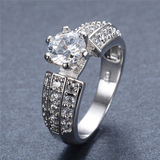 3.2ct Round Cut Diamond Engagement Ring 14k White Gold Finish Accents Solitaire