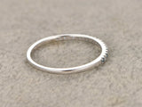 0.7ct Round Cut Blue Aquamarine Wedding Band Half Eternity 14k White Gold Finish