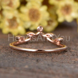 0.12ct Round Cut Moissanite Leaf Vine Women Wedding Band 14k Rose Gold Plated