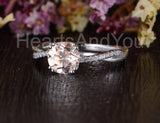 1ct Round Cut Simulated Morganite Infinity Engagement Ring 14k White Gold Plated