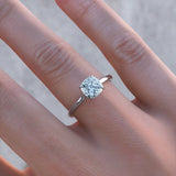 3Ct Cushion Diamond Hidden Halo Solitaire Engagement Ring 14K White Gold Finish