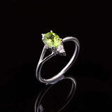 0.4ct Engagement Ring Oval Cut Peridot Stylish Split Shank 14k White Gold Finish