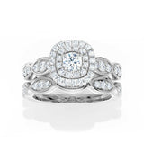 2.4ct Engagement Ring Round Cut Diamond Dual Halo Bridal Set 14k White Gold Over