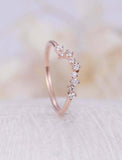 2ct Marquise Cut Diamond Floral Cluster Dual Wedding Bands 14k Rose Gold Finish
