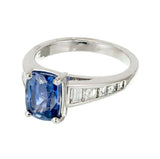2.2ct Cushion Blue Sapphire Engagement Ring Accent Solitaire 14k White Gold Over