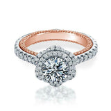 5Ct Round Cut Diamond Gatsby Vintage Solitaire Halo Ring 14K Dual Gold Finish