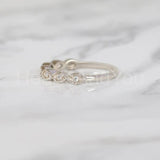 0.3ct Round Cut Moissanite Milgrain Half Eternity Wed Band 14k White Gold Plated