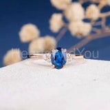 0.5ct Oval Cut Simulated Sapphire Petite Engagement Ring 14k Yellow Gold Plated