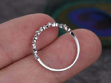 0.5ct Round Cut Diamond Wedding Band Unique Half Eternity 14k White Gold Finish