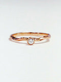 0.2Ct Round Cut Diamond Curved Minimalist Solitaire Ring 14K Rose Gold Finish