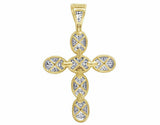 2ct Round Cut Diamond Mariner Link Cross Pendant 14k Yellow Gold Finish NO CHAIN