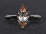2ct Engagement Ring Marquise Cut Peach Morganite Solitaire 14k White Gold Finish