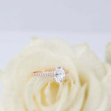 1.6ct Oval Cut Diamond Engagement Ring Solitaire with Accents 14k Rose Gold Over