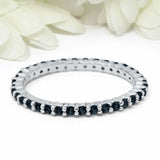 2ct Round Cut Black Diamond Wedding Band Stackable Eternity 14k WhiteGold Finish