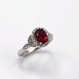 2.2ct Oval Cut Pink Ruby Engagement Ring Diamond Floral Halo 14k White Gold Over