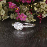East West Solitaire Engagement Ring 1.5ct Oval Cut Diamond 14k White Gold Finish