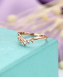 1ct Round Peach Morganite Wedding Band Curved Chevron Women 14k Rose Gold Finish