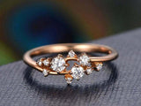 1.2ct Round Cut VVS1 Diamond Engagement Ring Floral Cluster 14k Rose Gold Finish